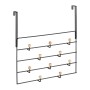 Relaxdays Türgarderobe Stahl Holz Schwarz 10 Haken 47,5 cm x 46 cm x 9 cm 0,7 kg