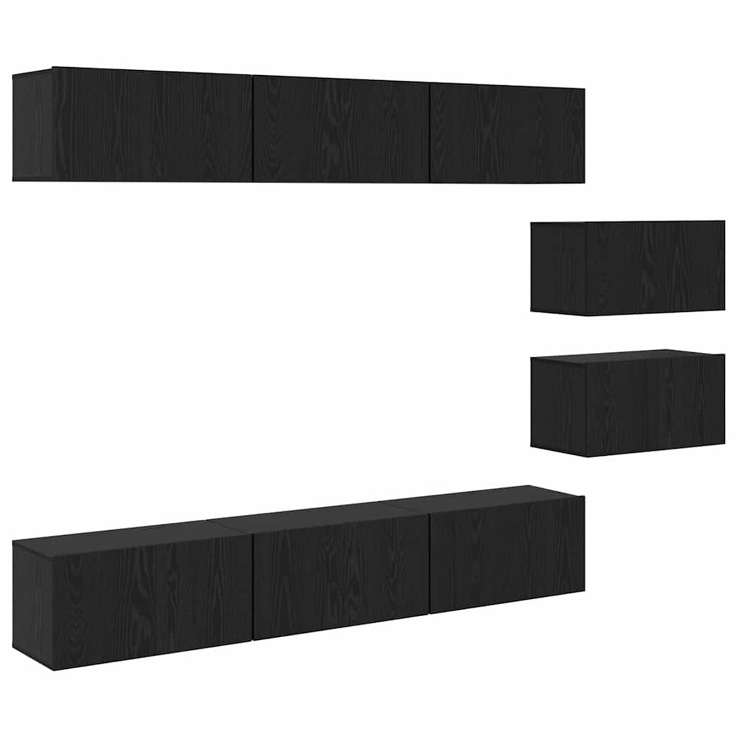 vidaXL TV-Schrank-Set 8-Tlg Schwarz Eichen-Optik 60 x 30 x 30 cm 3393352 günstig online kaufen
