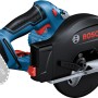 Bosch Professional GKM 18 V-50 Akku-Kreissäge (Solo) in Blau und Schwarz.