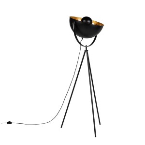 Schwarze QAZQA Stehlampe Magna 40 Eglip im Industrie-Design mit Stativ.