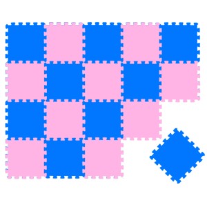LittleTom Puzzlematte, 18-teilig, rosa & blau. Weiche Spielmatte für Babys und Kinder.