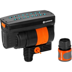 Gardena Pipeline Viereckregner mit Anschlussstück für Sprinkler-Systeme.