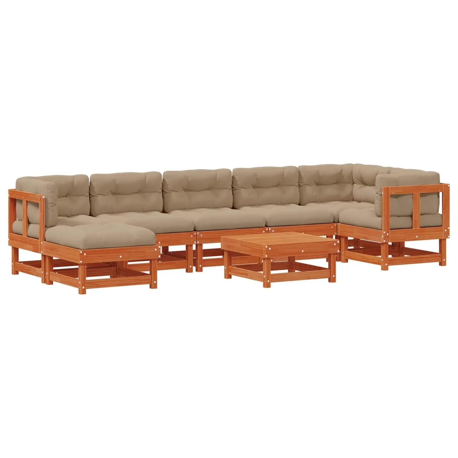 vidaXL Garten-Lounge-Set ARAKIL 8 Stk Wachsbraun Massives Kiefernholz 3418064