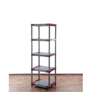 Graues PROREGAL Kunststoffregal Grey Bear Tall mit 5 Böden und rotem Rahmen. Regale & Regalböden.