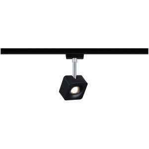 Paulmann URail LED-Spot Cube, schwarz matt/Chrom, 8W, 2700K, dimmbar für Schienensysteme.