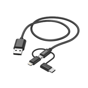 Hama Multi-Ladekabel: USB-A, Micro-USB, USB-C & Lightning, 1,5m, Schwarz