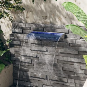 VidaXL Wasserfall-Element 60cm aus Edelstahl mit RGB LEDs für Gartenbrunnen.
