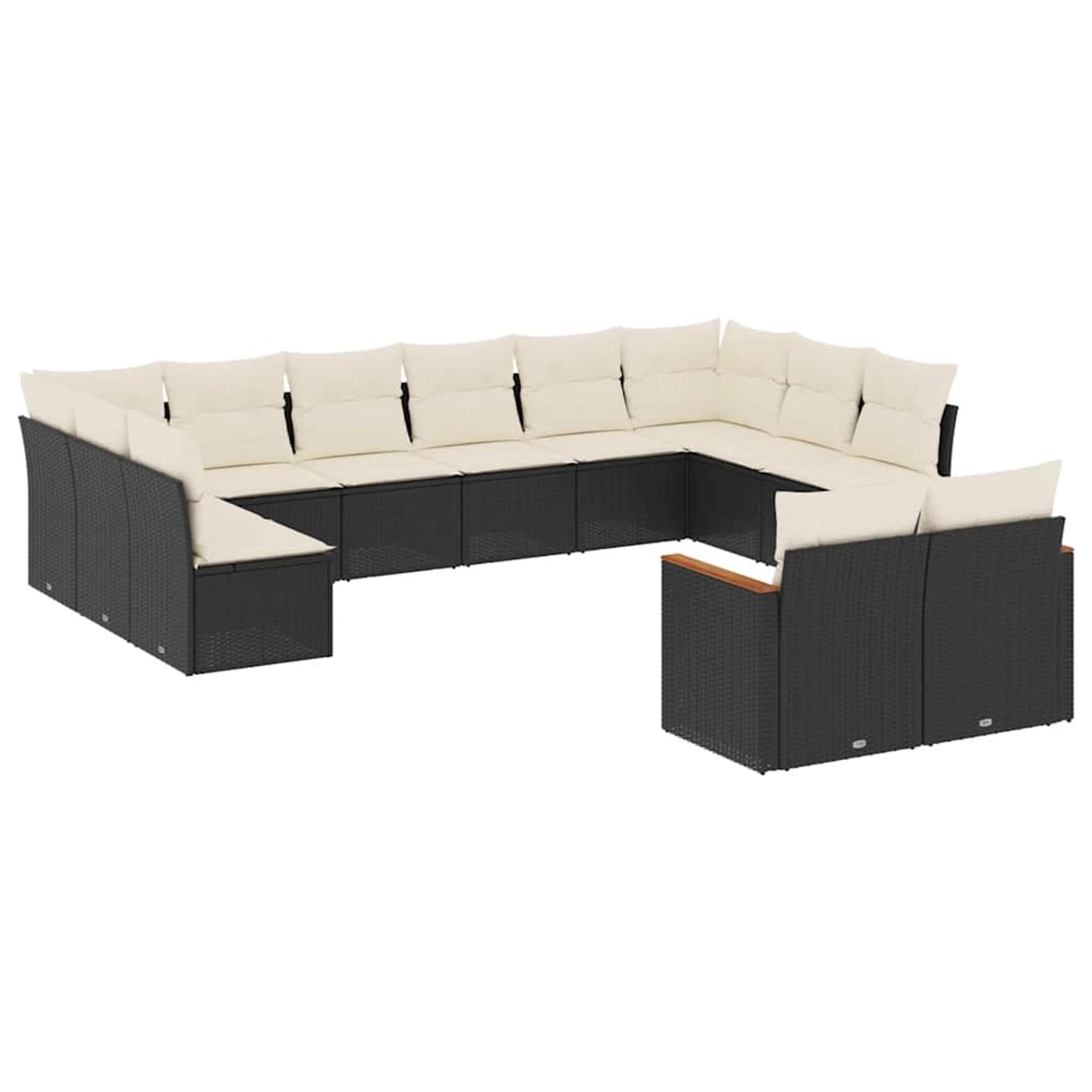vidaXL 12-Tlg Garten-Sofagarnitur mit Kissen Schwarz Poly Rattan 3258843 günstig online kaufen