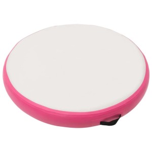 Aufblasbare, runde Gymnastikmatte in Rosa/Weiß (100x100x20 cm) für Sport & Fitness.