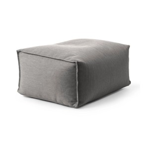 Mokebo Outdoor Pouf in Steingrau, eckiger Sitzhocker für Balkon und Garten.