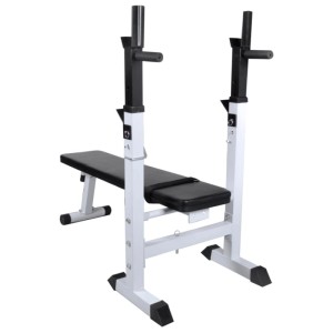 vidaXL Hantelbank mit Ablage und Langhantel und Kurzhantel-Set 120 kg 275375