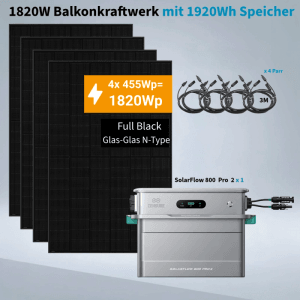 ZENDURE SolarFlow 800 Pro 2 Balkonkraftwerk Komplettset mit 4 JA Solar Modulen und 1920Wh Speicher.