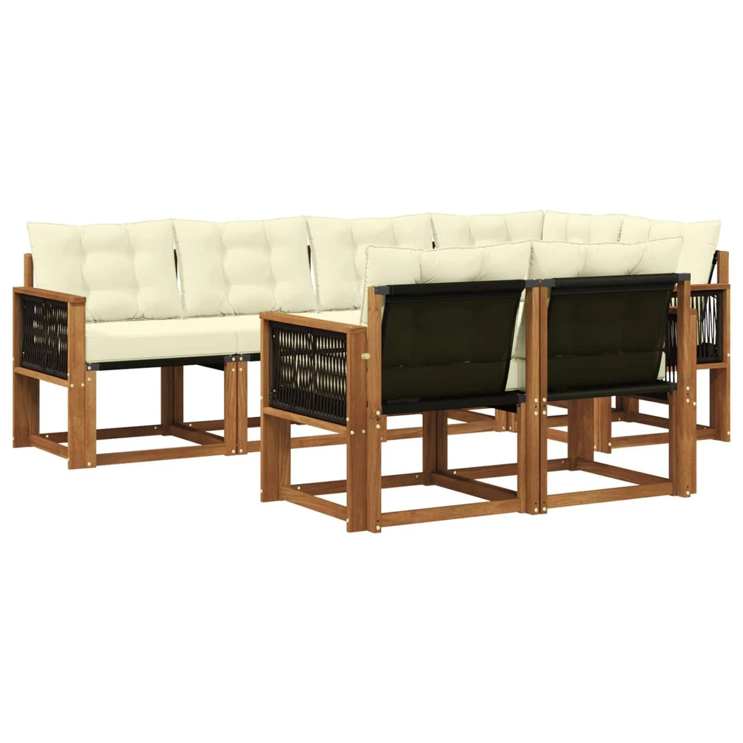vidaXL Outdoor-Sofagarnitur mit Kissen 7 Stk Natur und Creme 3382014