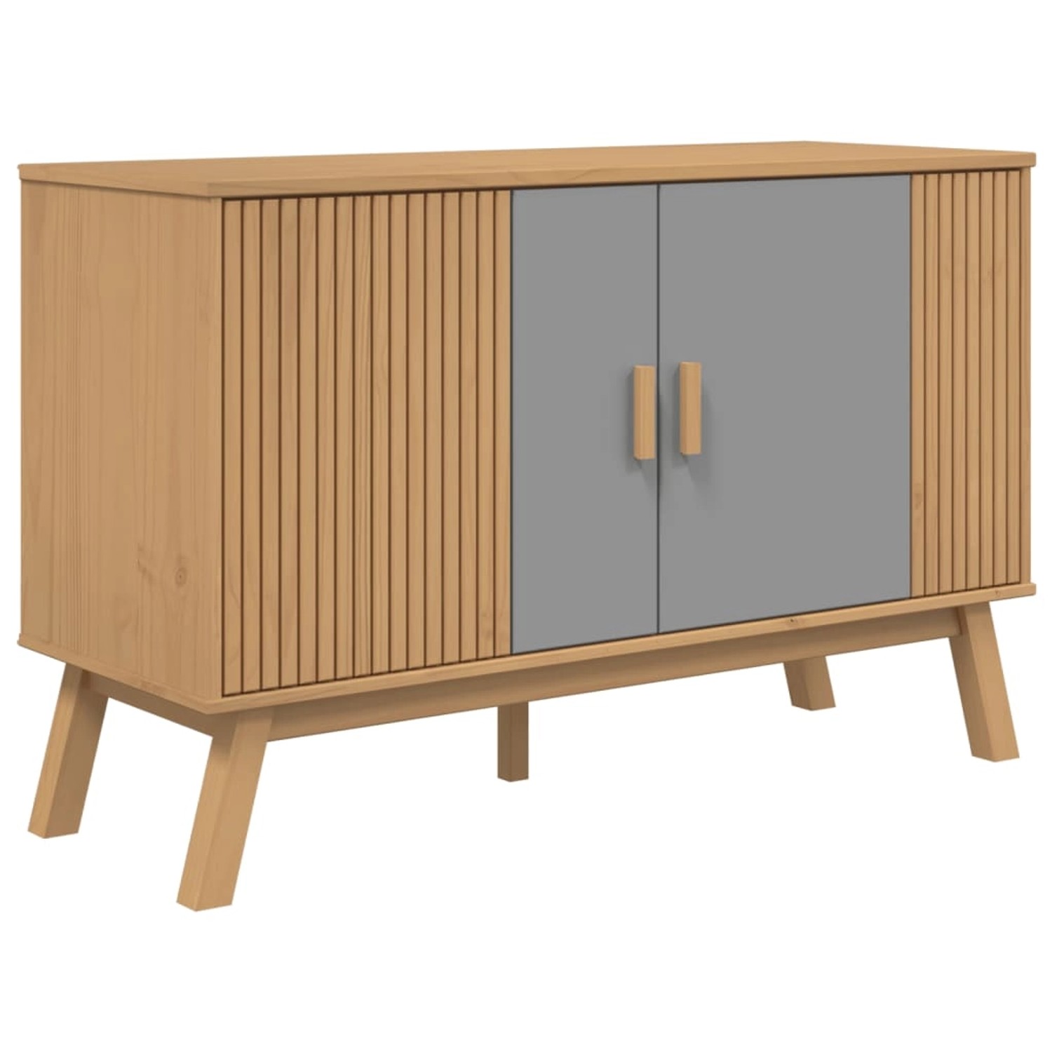 vidaXL Sideboard OLDEN Grau und Braun 114x43x73,5 cm Massivholz Kiefer 3586 günstig online kaufen