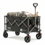 Sekey Bollerwagen, faltbar, schwarz, mit Campingausrüstung beladen. Ideal für Camping & Freizeit.