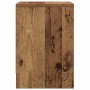 Nachttisch in Altholz-Optik. Braune Holzmaserung des Holzwerkstoffs mit Gebrauchsspuren für Schlafzimmer.