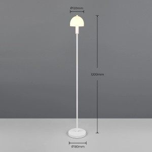 Weiße Reality Stehleuchte Glenn, 120 cm hoch, für Wohn- und Schlafbereich.