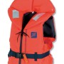 Orangefarbene Seilflechter Rettungsweste mit Kragen und Gurt für Kinder (30-40kg).