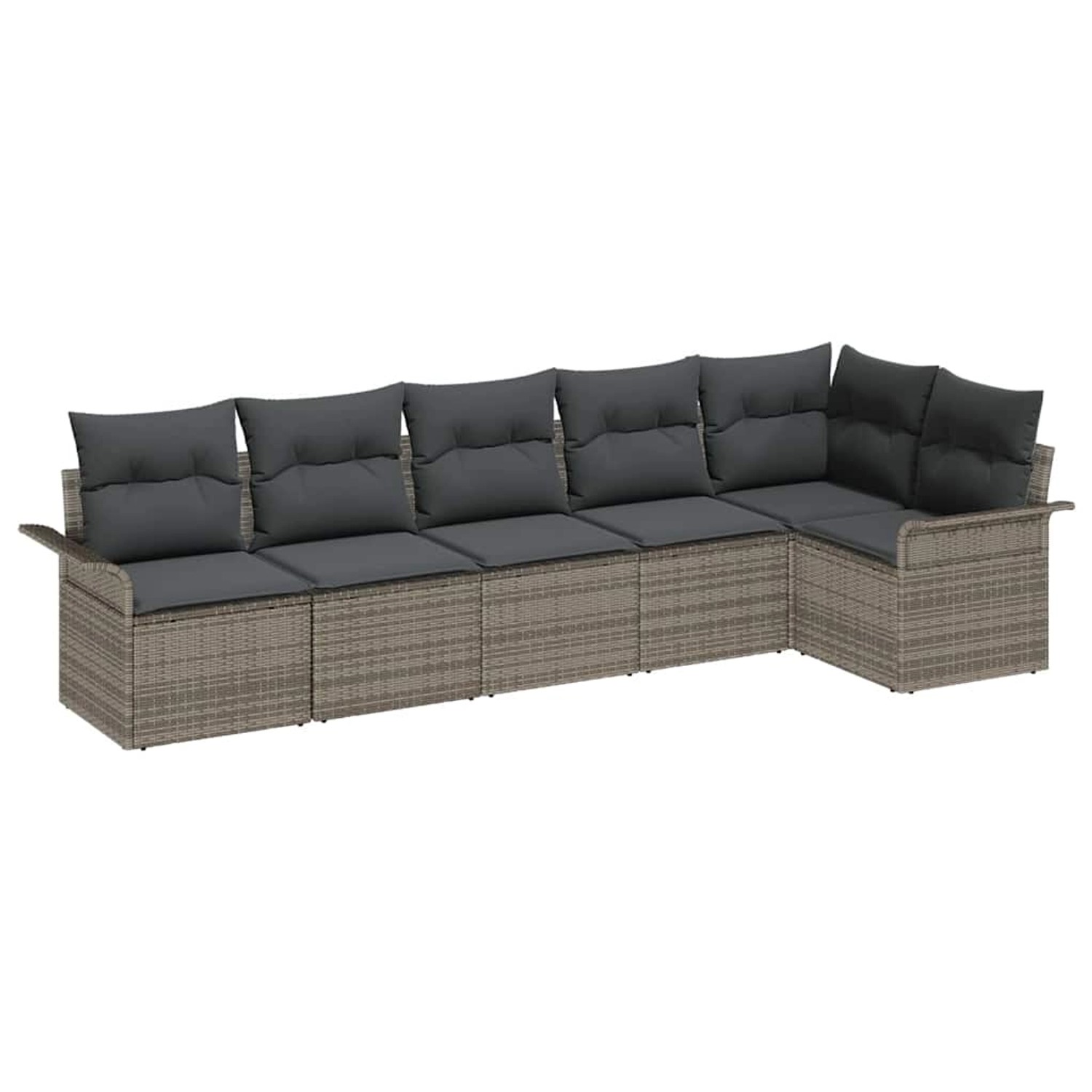 vidaXL 6-Teiliges Garten-Sofa-Set mit Kissen in Grau Poly Rattan 3354048 günstig online kaufen
