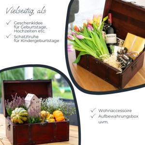 HMF 6406-130 Schatztruhe Schatzkiste Holztruhe Holz 30 x 20 x 15 cm Portugal