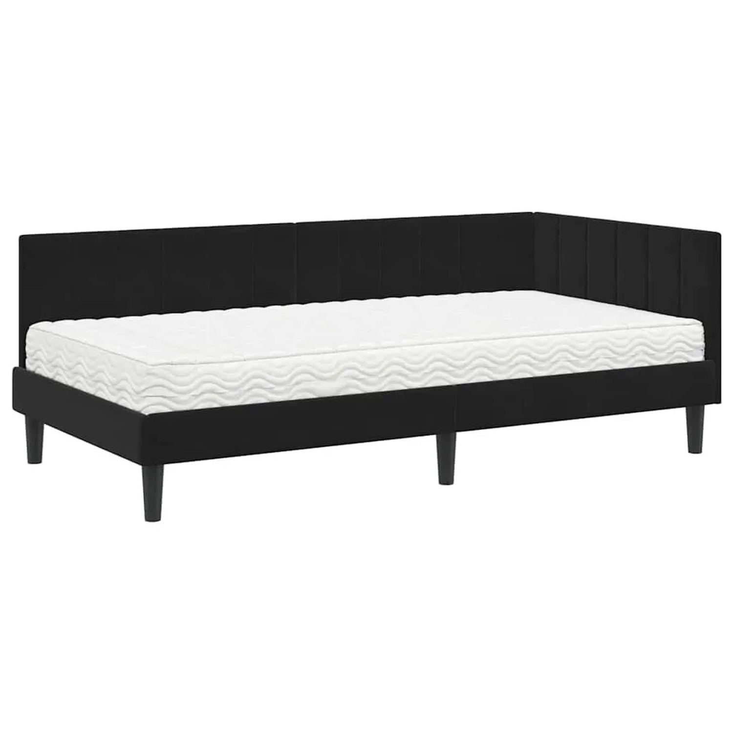 vidaXL Eckbettgestell mit Matratze Schwarz 100 x 200 cm Samt 3393913 günstig online kaufen