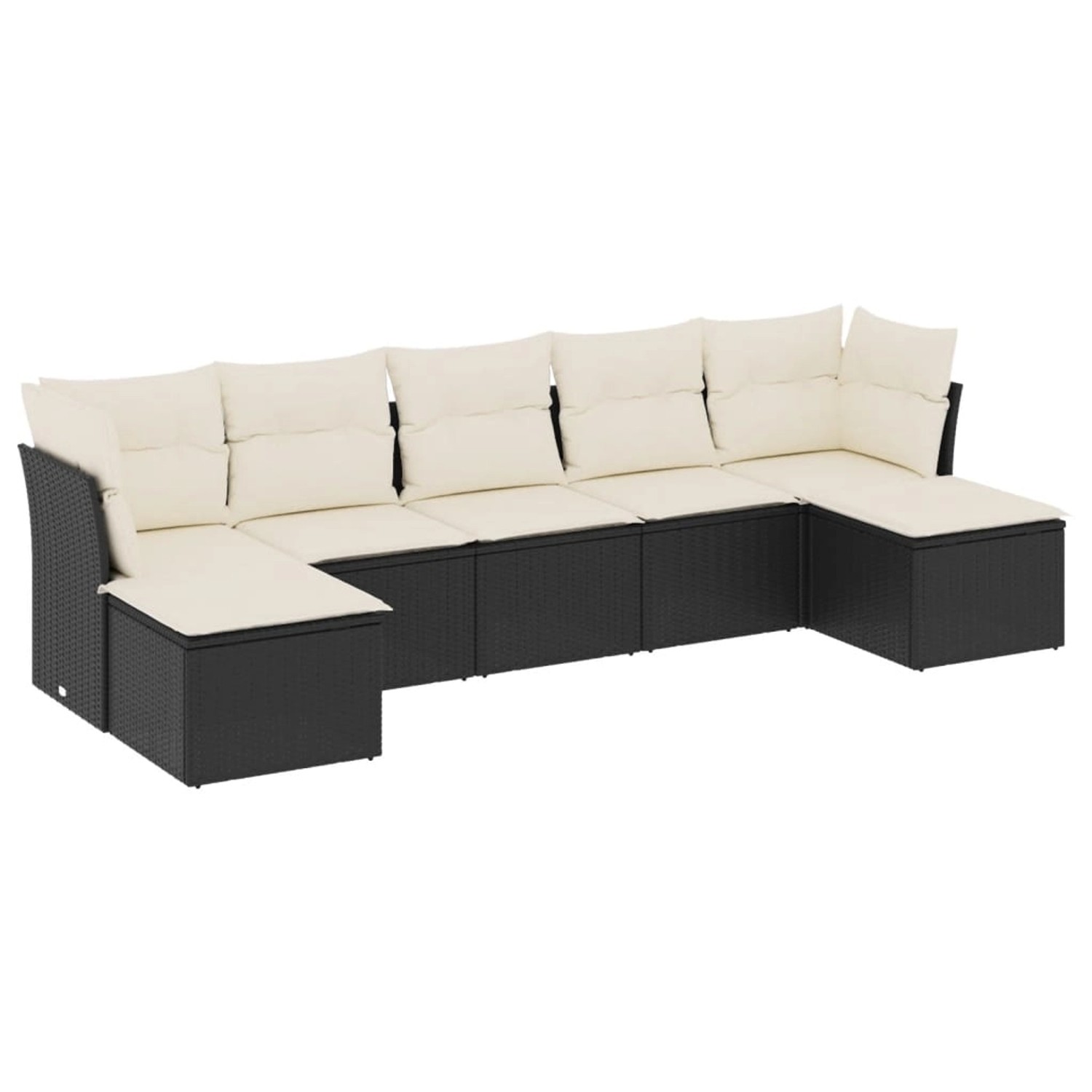 vidaXL 7-tlg Garten-Sofagarnitur mit Kissen Schwarz Poly Rattan Modell 53