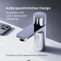 Moderne AM.PM Waschtischarmatur in Chrom mit Klick-Ablaufgarnitur für Waschbecken.