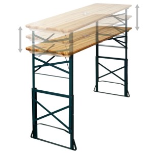 CHEFGASTRO Bierzelttisch Höhenverstellbar & Klappbar Mit Schirmhalterung HxBxT 90-116x170x50cm Lackiertes Holz Stehtisch Bierzeltgarnitur Biertisch