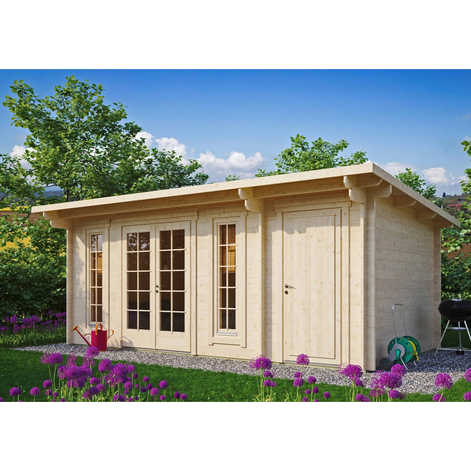 Fjordholz Gartenhaus Modell Jacob 44 B mit Abstellraum Grau Imprägniert günstig online kaufen