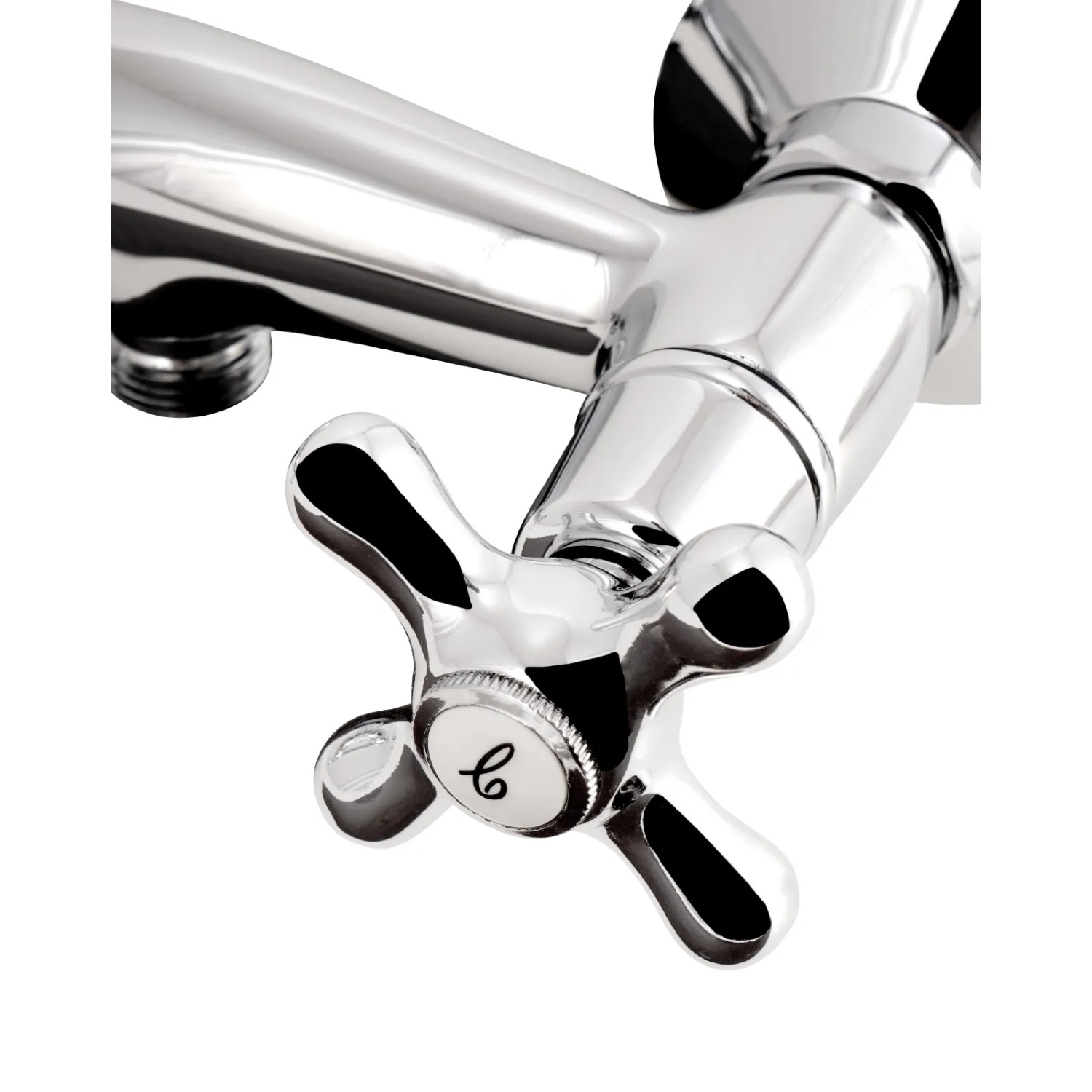 Calmwaters Zweigriffmischer Dusche Retro Cross Kreuzgriffe Chrom 