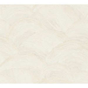 AS-Creation Vliestapete mit abstraktem Muster in Weiß und Creme, teilw. glänzend und strukturiert.