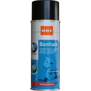 OBI Buntlack Spray RAL 9005 Tiefschwarz, seidenglänzend, 400ml Dose.