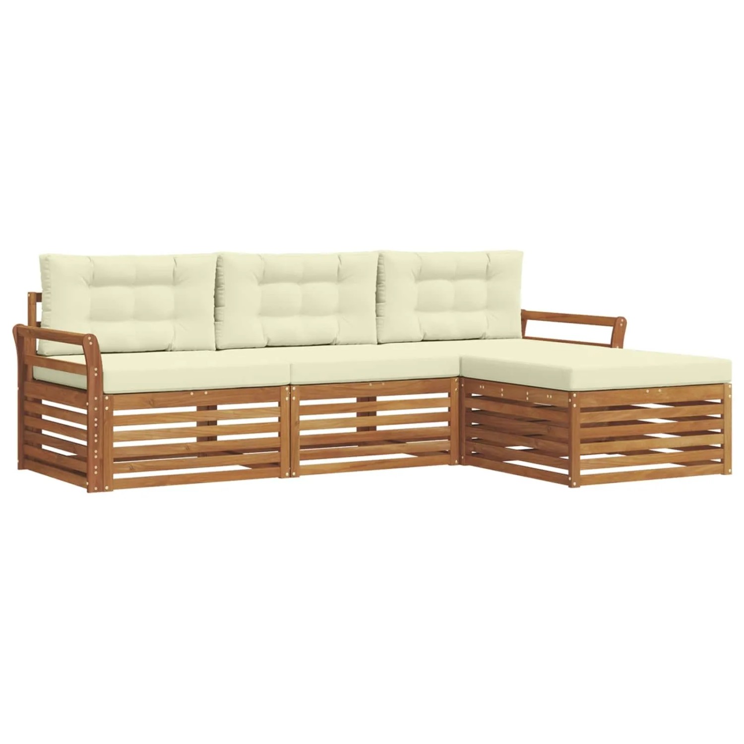 vidaXL Outdoor-Sofagarnitur mit Kissen 4-Tlg Natur und Creme 3373260