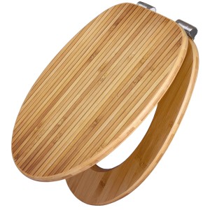 Banjado WC-Sitz aus Bambusholz mit Absenkautomatik. Toilettendeckel mit Bambus-Motiv.