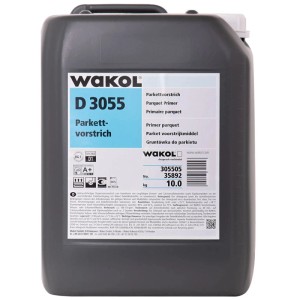 Grauer Kanister Wakol D 3.055 Parkettvorstrich, 10 kg, für saugfähige Untergründe.