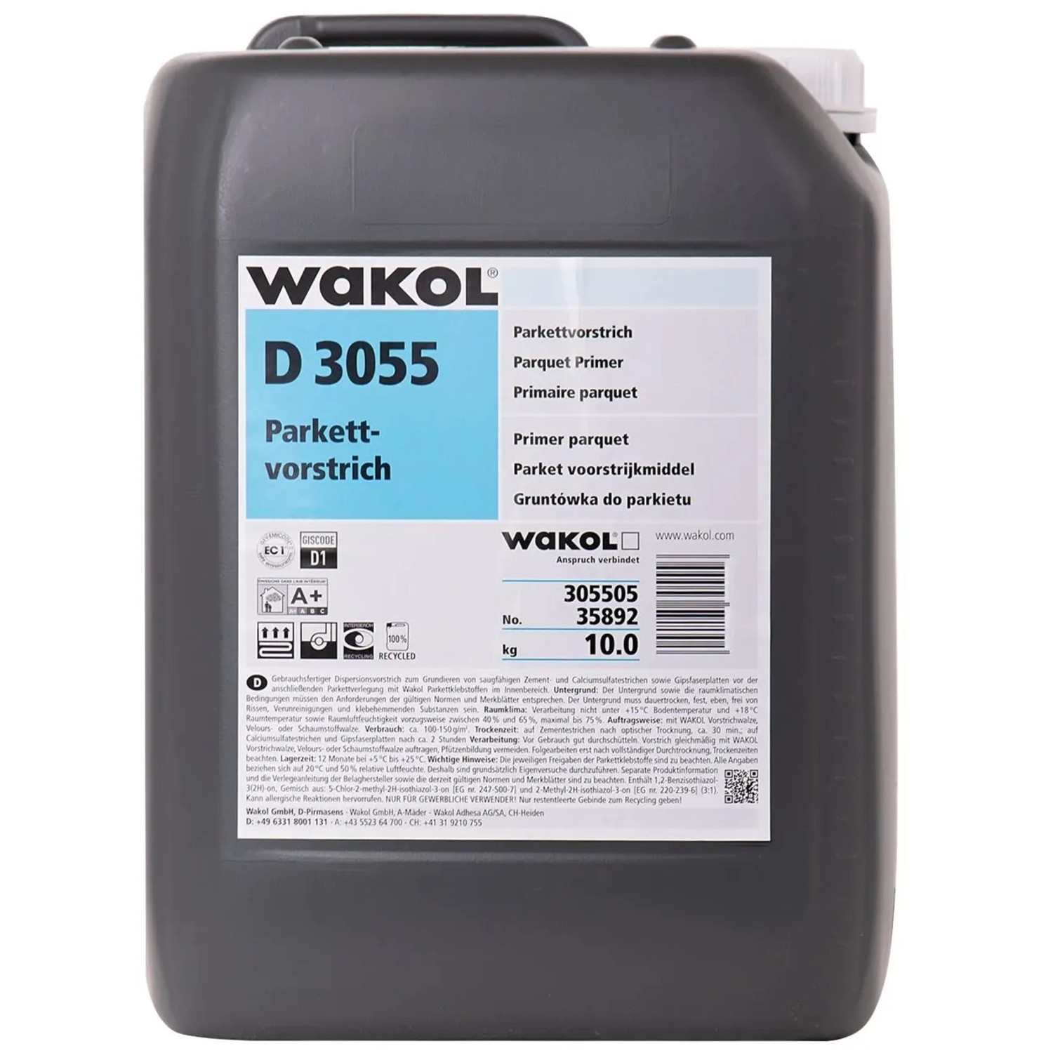 Wakol D 3.055 Parkettvorstrich Lösemittelfrei 10 kg