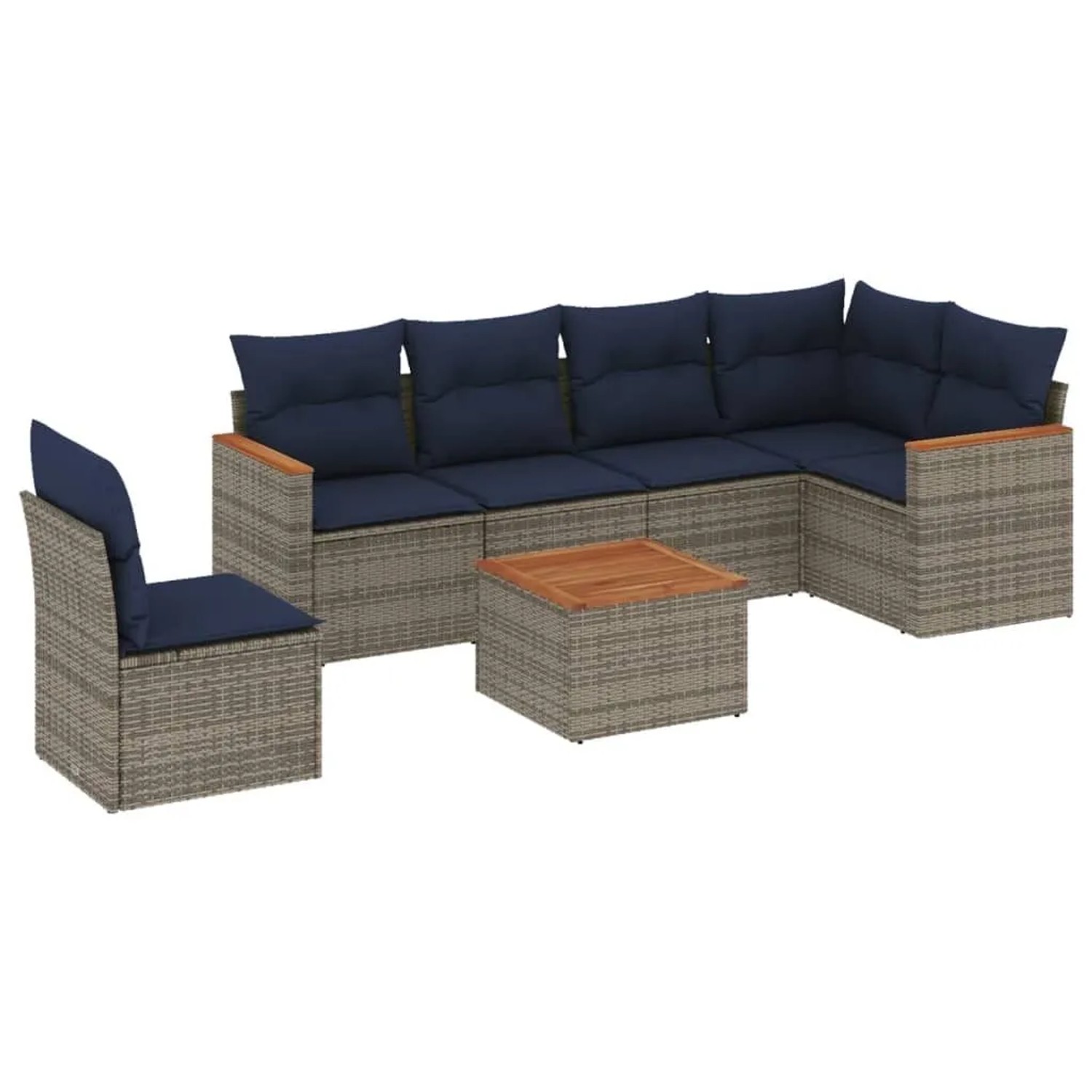 vidaXL 7-Tlg Gartensofa-Set mit Kissen Grau Polyrattan 3226026 günstig online kaufen