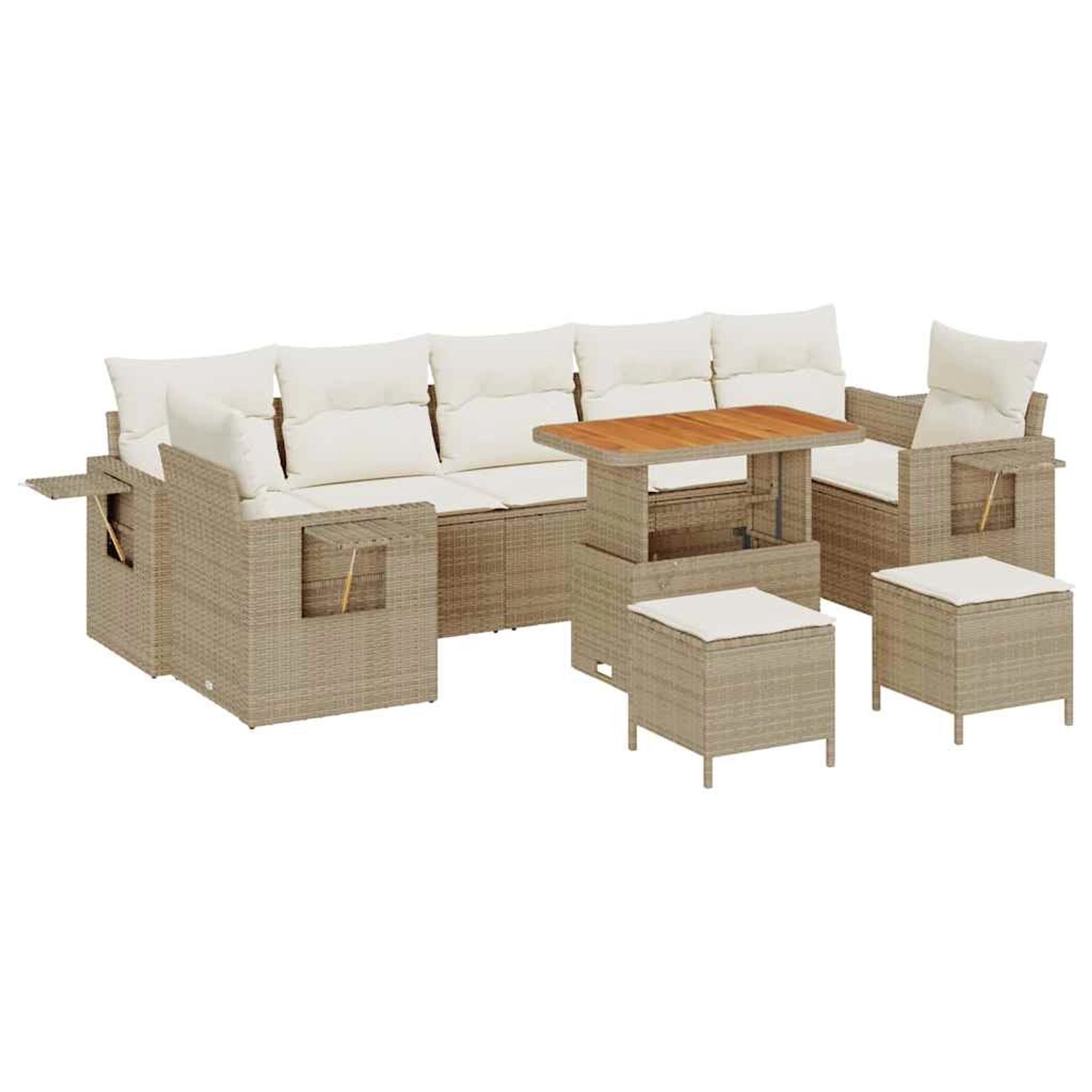 vidaXL Garten-Sofa-Set 10-Tlg Beige Poly Rattan 3361731 günstig online kaufen
