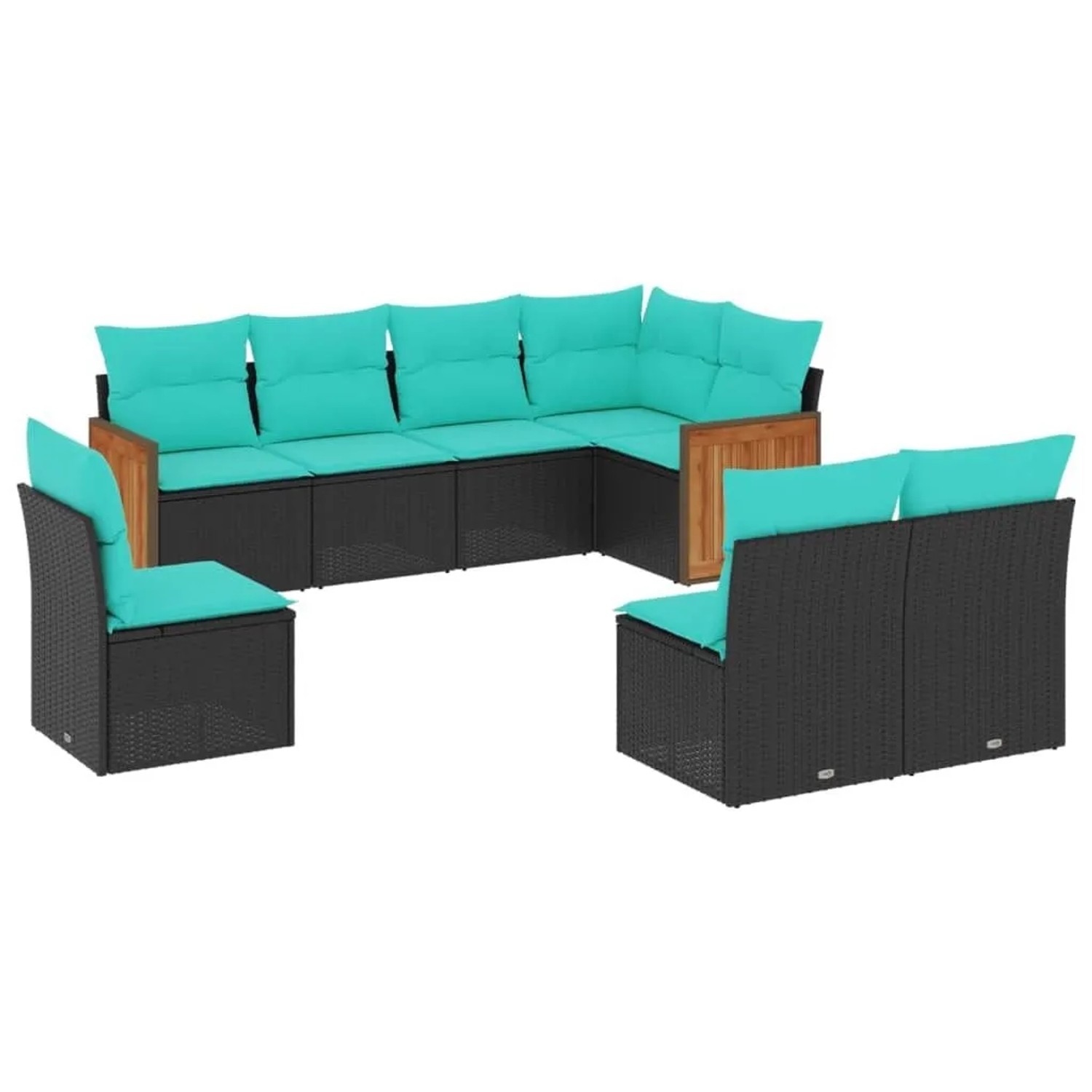 vidaXL 8-Tlg Gartensofa-Set mit Kissen Schwarz Polyrattan 3227723 günstig online kaufen