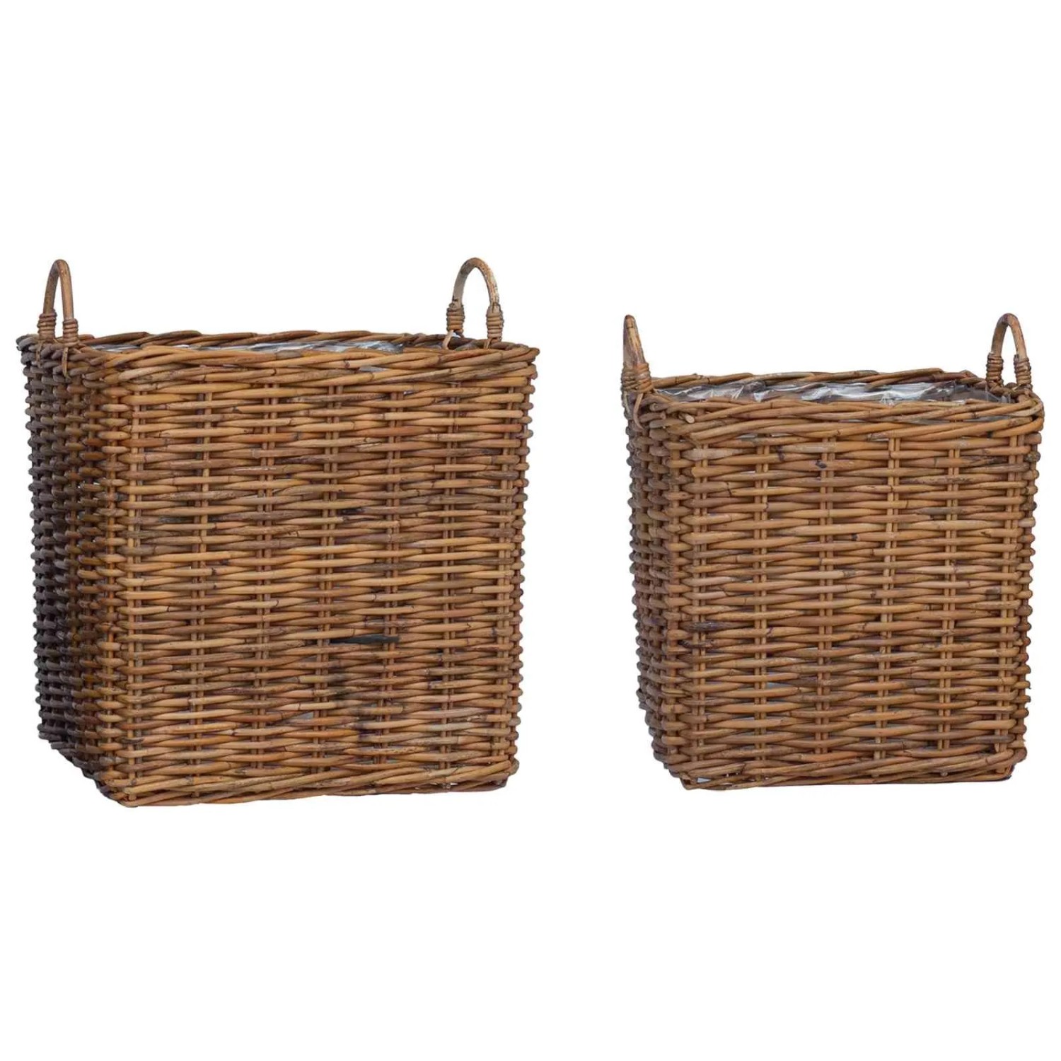 vidaXL Pflanzer Korb mit Speicher 2-Tlg Braun Lacak Rattan 42020970