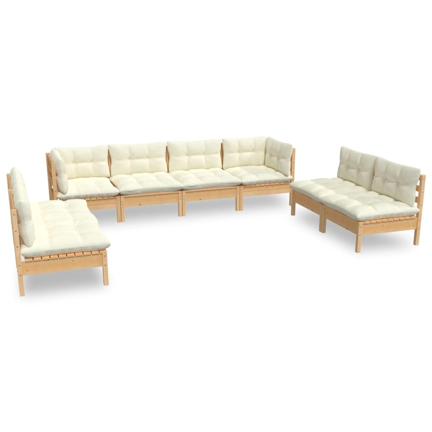 vidaXL 8-tlg Garten-Lounge-Set mit Creme Kissen Massivholz Kiefer Modell 3