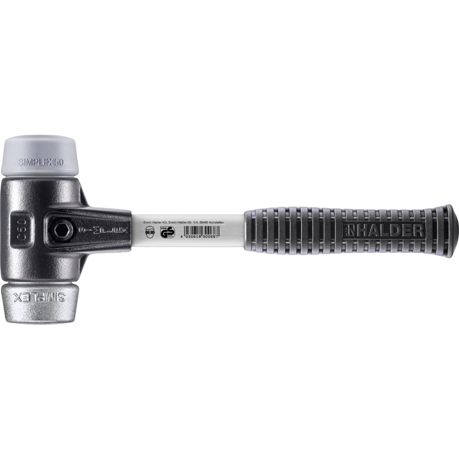 Halder Simplex Schonhammer Ø 50 mm TPE-mid Grau   Weichmetall mit Verstärkt günstig online kaufen