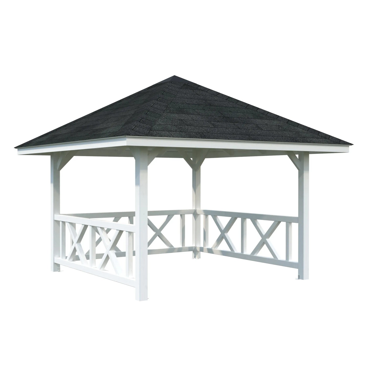 Palmako Pavillon Bianca, 300x300 cm, weiß lackiert, mit Geländer.