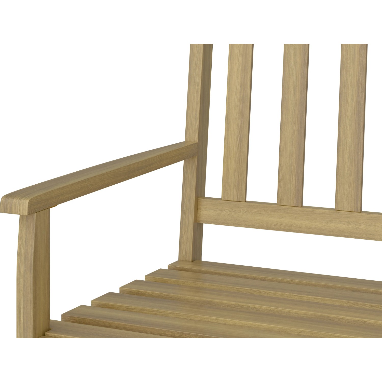 Detailansicht der Gartenbank Kentwood aus Akazienholz in Teakoptik, 2-Sitzer.