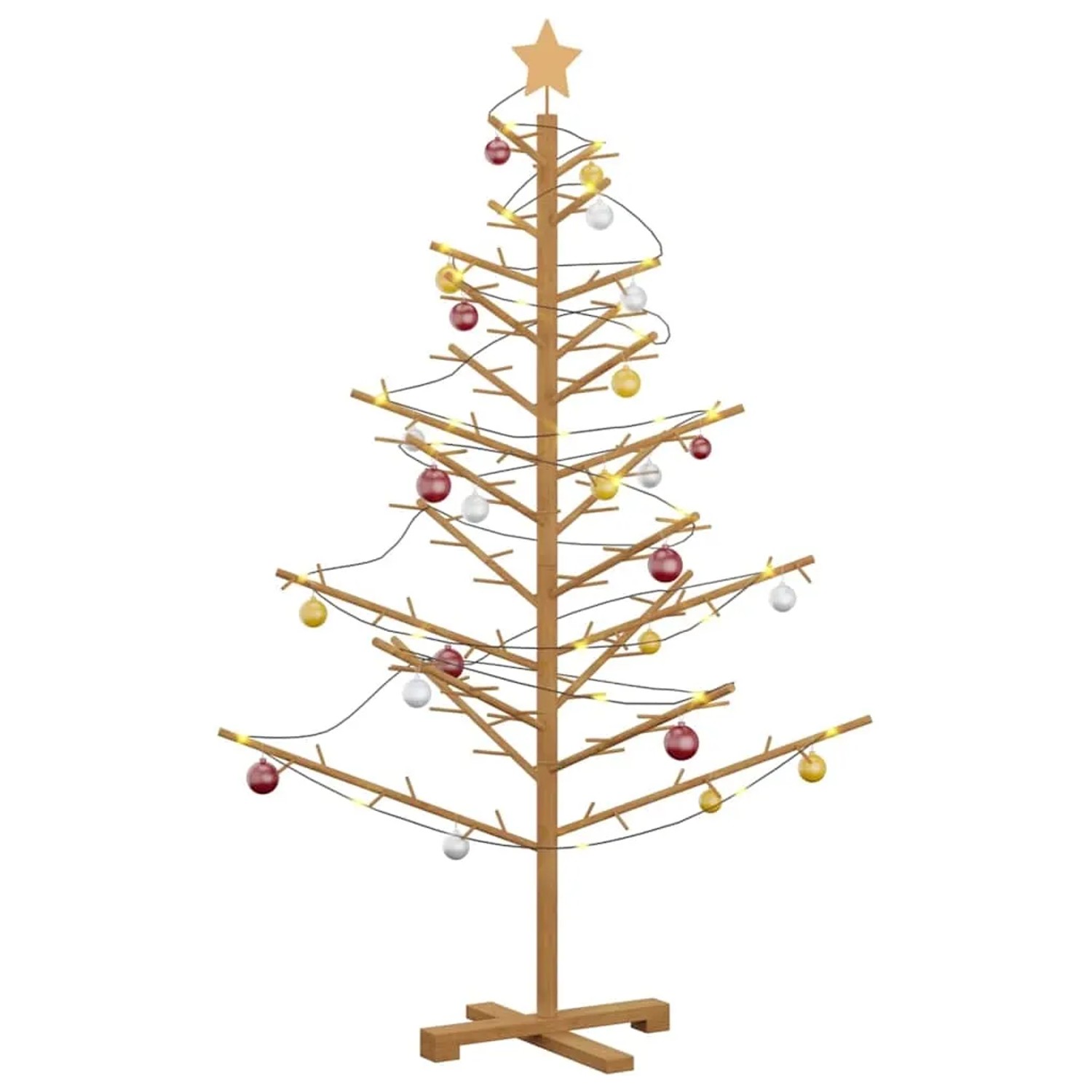 vidaXL Holz Weihnachtsbaum mit Ständer Braun 150 cm Massivholz Kiefer 42018061