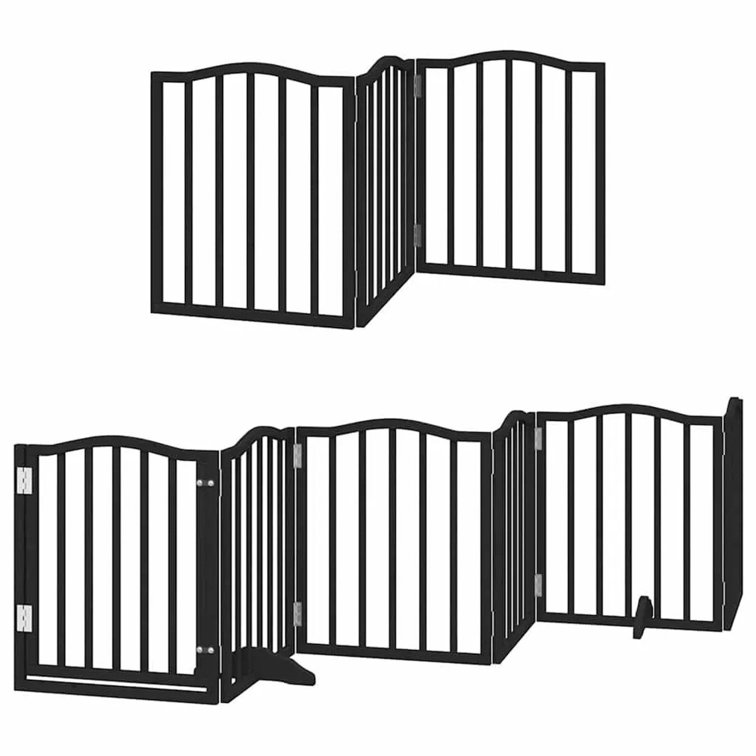 vidaXL 12 Tlg Hundetor mit Tür Faltbar Schwarz 600 cm Pappelholz 3155598