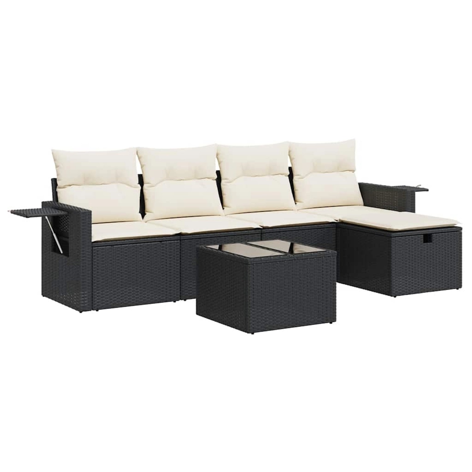 vidaXL 6-Tlg Garten-Sofagarnitur mit Kissen Schwarz Poly Rattan 3325472 günstig online kaufen