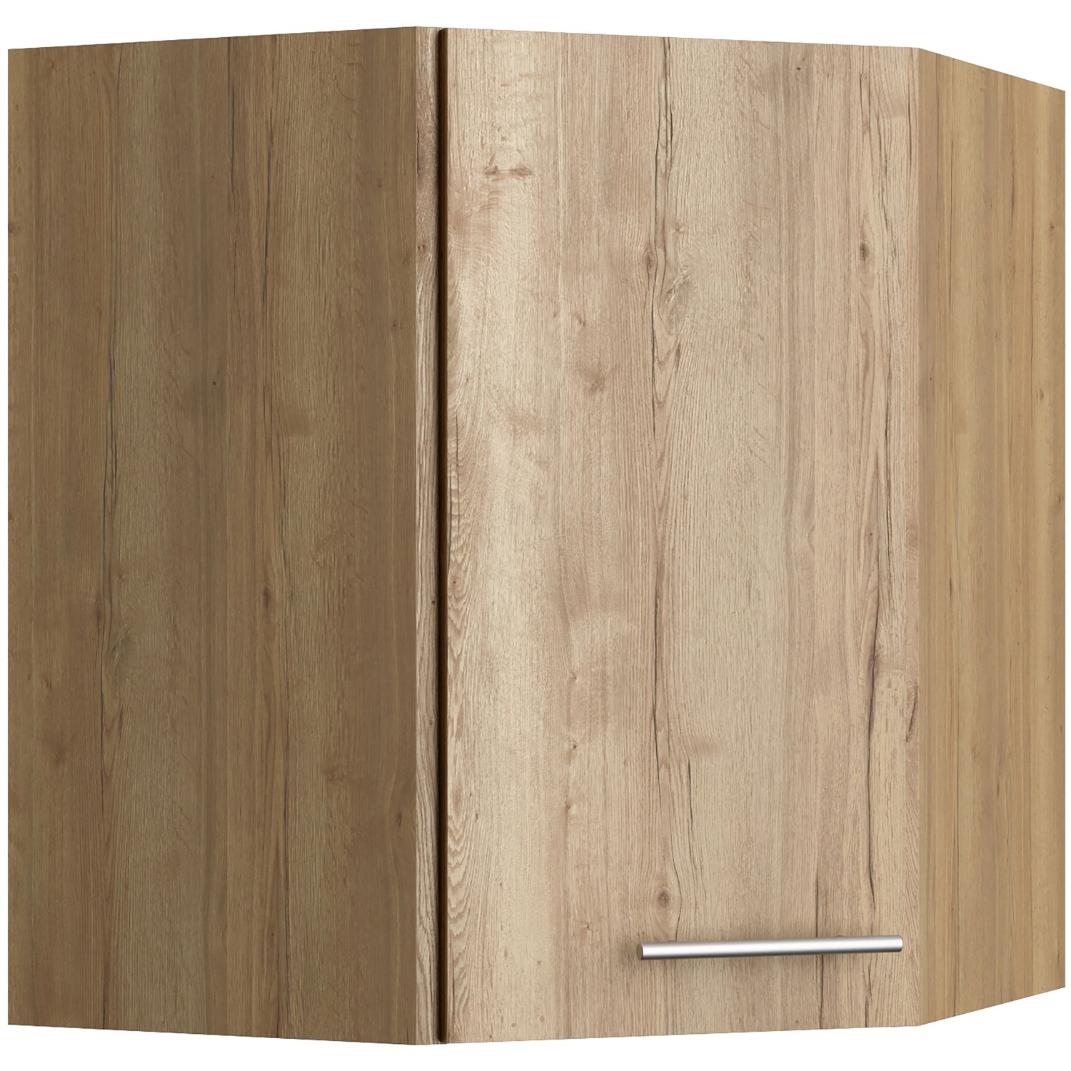 Optifit Erik290 Eckoberschrank, 60/60x70,4x34,9 cm, Wildeiche Dekor, für Küchen-Ecken.