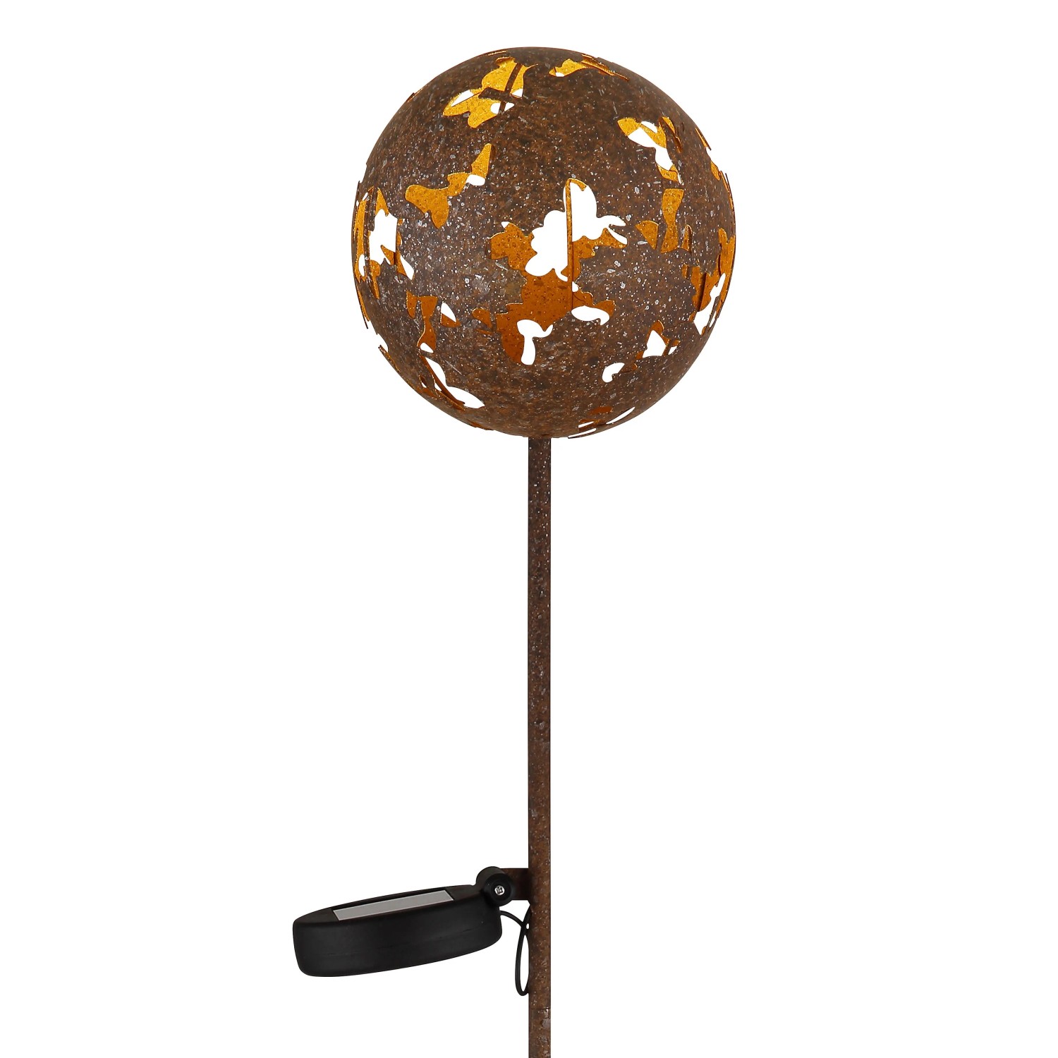 Globo Solarleuchte Regenschirm, Metall schwarz-matt, Ø 20,5 cm, 60 LEDs für stimmungsvolle Außenbeleuchtung.
