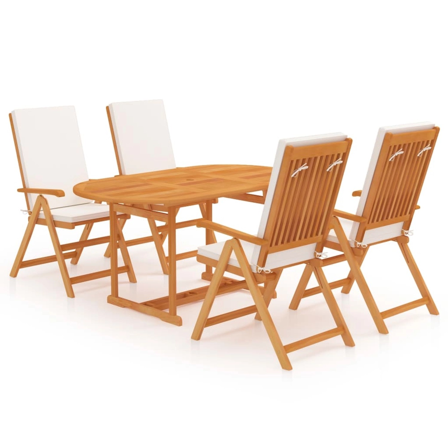 vidaXL 5-tlg Garten-Essgruppe mit Kissen Massivholz Teak Modell 1